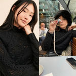 Free People  Reina Cable Knit Pullover in Black Size XS NWT $148 Photo 9