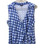 Talbots  Blue Gingham Effortless Jersey Kelley Dress Stretch Tie Wrap Size MEDIUM Photo 3
