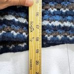 Nine West  Striped Cardigan Sweater Women's Blue Brown Gray Sparkle Flower Accent Photo 5