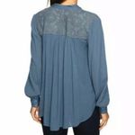 Free People  Canyon Rose Button Down Blue XS Top Gauze Boho Spring Beach Blouse Photo 1
