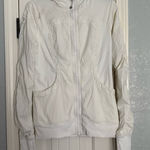 Lululemon  Dance Studio Jacket III Womens 10 White Hooded Full Zip Reversible Photo 0