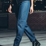 Tibi  Dark Wash High Rise Banded Waist Jeans Photo 0