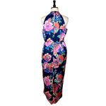 Julia Jordan New Dress Halter Neck Wrap Blue Pink Floral Satin Women’s Size 16 Photo 4