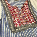 Entro Blue Stripe Sleeveless Babydoll Dress with Tassel Tie Photo 2