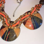 Multi Strand Beaded Neutral Tone Boho Chunky Statement Necklace Brown Photo 1