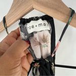 Roe + May Floral Print Crepe Halter‎ Tie Neck Wide Leg Jumpsuit Gray Photo 3