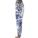 Chico's  So Slimming Girlfriend Crop Blue White Paisley Floral Denim Jeans Size 0 Photo 1