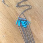 Anthropologie  Shiraleah Eulalia Necklace Turquoise Fringe Chains Photo 3