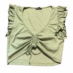 ZARA Light Green Ruched Crop Top Photo 0