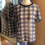 Caslon  Sheer Woven Plaid Top Photo 3