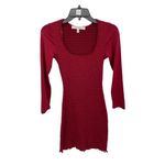 Row A Deep Red Smocked Square Neck LongSleeve Bodycon MiniDress. NWT. Photo 1