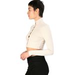 The Range  Beige Button Front Cropped Alloy Rib‎ Knit Turtleneck Cardigan EUC M Photo 1
