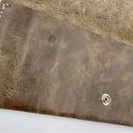 CLC Leather Clutch Wristlet Bag Snap Closure Asymmetrical Textured Neutral Muted Photo 5