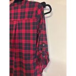 Always Indigo S Buffalo Plaid Half Zip Pull On Blouse Red Photo 4