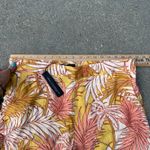 Tahari Linen Wide Leg Crop Pants Tropical Palm Leaf Yellow Pink Linen XL NWT Photo 3