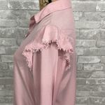Cloth & Stone  Anthropologie Pink Ruffled Chambray Button Down Shirt Photo 3