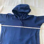 Nike Hoodie Womens L Medium Blue Ribbed Hooded Sweatshirt Pullover Cropped Photo 5