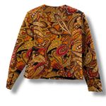 Maggy London Maggy London 100% Silk Paisley Print Full Zip Jacket Sz 10 Tan, Brown, Orange Photo 1