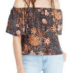 Madewell  Multicolor Off the Shoulder Silk Blouse in Sea Floral, Size Medium Photo 0
