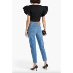 Derek Lam 10 Crosby Genna Cropped Gathered Linen Blend Top Black Womens Size 6 Photo 1