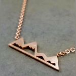 Boutique NEW Rose Gold Plated Snowy Mountain‎ Bar Pendant Necklace, 16-18” Photo 1