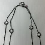 Lauren G Adams Necklace‎ Gunmetal Station Clear Glass Rhinestones 42" Long Photo 1
