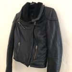 AQUA  Leather Fur‎ Moto Jacket Photo 3
