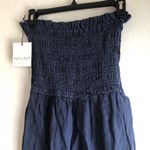 Bella Dahl NEW  smocked strapless jumpsuit in summer night navy revolve small Photo 6