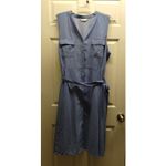 Croft & Barrow  Size 3X Blue Patterned Y-Neck Sleeveless Knee-Length Shirt Dress Photo 1