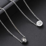 Boutique NEW 18k Gold Plated White Ceramic Bezel Set Diamond Pendant Necklace, 18-20”‎ Photo 2