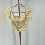 Princess Polly  yellow floral short puff sleeve hook eye closure crop top size 6 Photo 8