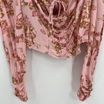 Free People Hilary Floral Cropped Long Sleeves Top Pink Combo Blouse Size Small Photo 4