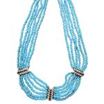TURQ/CLR Rounded Square Tube Bead Necklace Photo 5