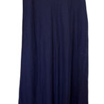 A New Day  Navy Blue Satin Maxi Slip Linen Blend Skirt Photo 0