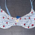 NWOT Cherry Blue Gingham Bikini Top Swimsuit Size XS Photo 1