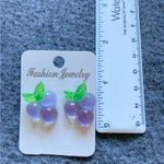 Cute Grape Stud Earrings Purple Green Acrylic Fruit Design – Kawaii Style new Photo 4