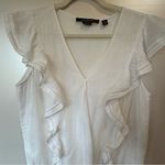 Andrew Marc Marc New York Cream Ruffle Sleeveless 100% Linen  Blouse Photo 1