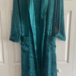 Victoria's Secret Vintage Robe Small Satin Damask Emerald Green Elegant Old Money Photo 0