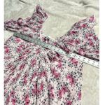 Ganni Georgette Mini Dress Women 36 Pink Black Floral Pleated Ruffle Square Neck Photo 9