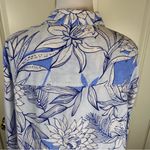 H by Halston 100% Linen Button Down Blouse Blue Floral - Size 1X Photo 7