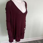 We The Free  Wine Laguna thermal cranberry with thumb holes oversize small v neck Photo 5