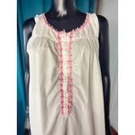 Ashley Taylor White Cotton Sleeveless Nightgown Pink Trim Buttons L Size L Photo 1