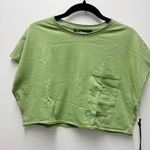 NWT Civil Regime Classic Script Slouchy Cropped Muscle Shirt, Green | Size Small Photo 0