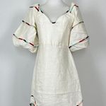 Farm Rio NWOT  White Stripe Short Puff Sleeve Linen Mini Dress Size XS Photo 3