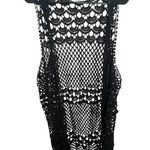 India Boutique Black Crochet Woven Vest With Bottom Fringe Size undefined Photo 0