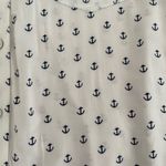 Just living white anchor print button up roll tab sleeve shirt, size L marine Photo 12