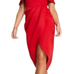 ASOS Design Curve Off-shoulder Corset Midi Dress In Red Size 4 Photo 0