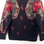 VTG Aston Womens Sweater Size M Black Paisley Wool Knit 90s Whimsigoth Retro Size M Photo 2