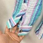 ESCAPE by Habitat Clothes XL Seersuceker Striped Crinkle Button Down Shirt Top White Photo 9