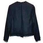 Perry Ellis  women's black silver tweed boucle jacket sheer bow & trim size 8 Photo 4